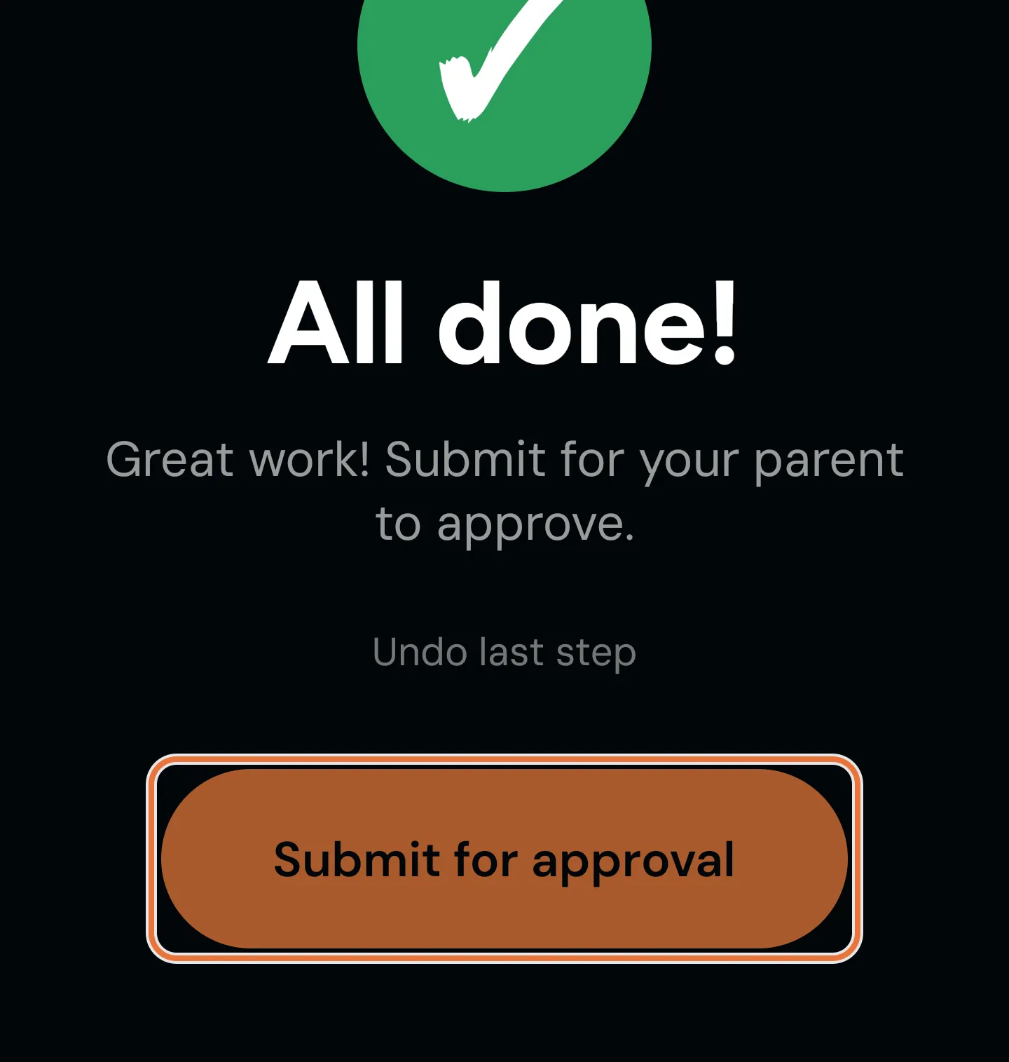 All done screen with a Submit for approval button